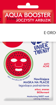 Under Twenty -  Under Twenty Anti Acne Nawilżająca maska w płachcie arbuz, ananas, BIOferment